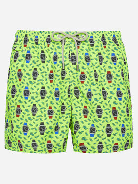 Lightweight fabric swim shorts Lighting with watch print - MC2 Saint Barth
