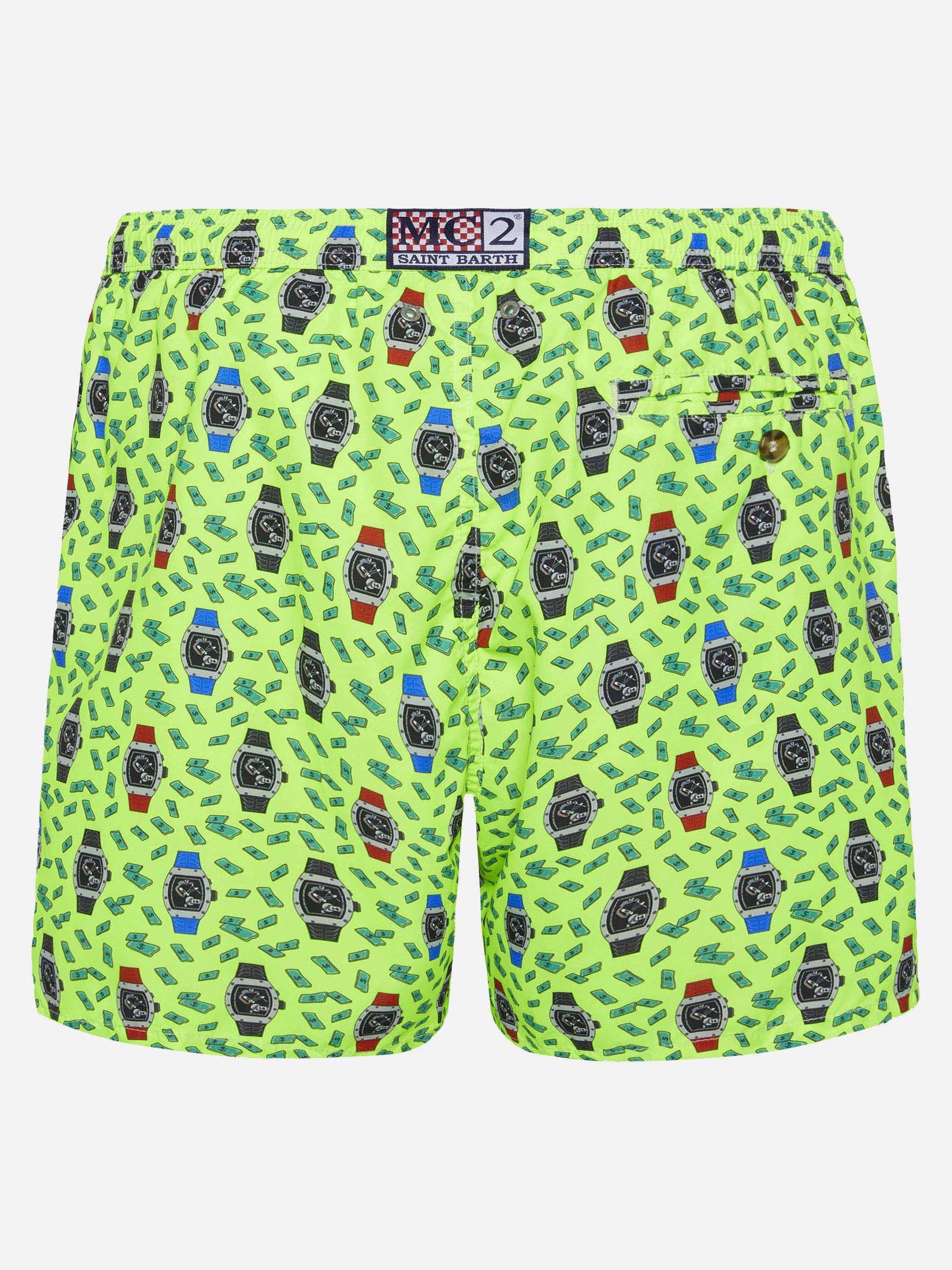 Lightweight fabric swim shorts Lighting with watch print - MC2 Saint Barth