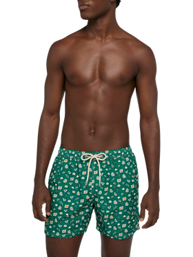 Lightweight fabric swim shorts Lighting with architect mood print - MC2 Saint Barth