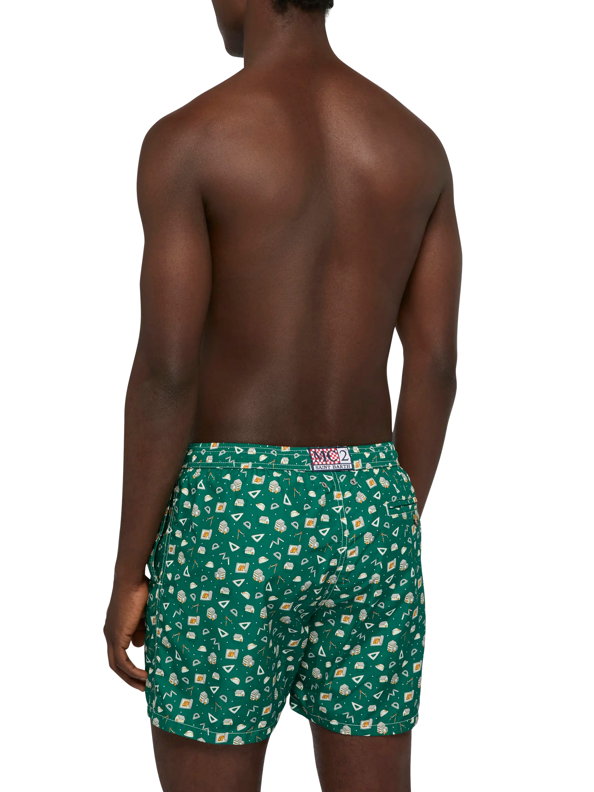 Lightweight fabric swim shorts Lighting with architect mood print - MC2 Saint Barth