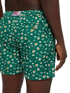 Lightweight fabric swim shorts Lighting with architect mood print - MC2 Saint Barth