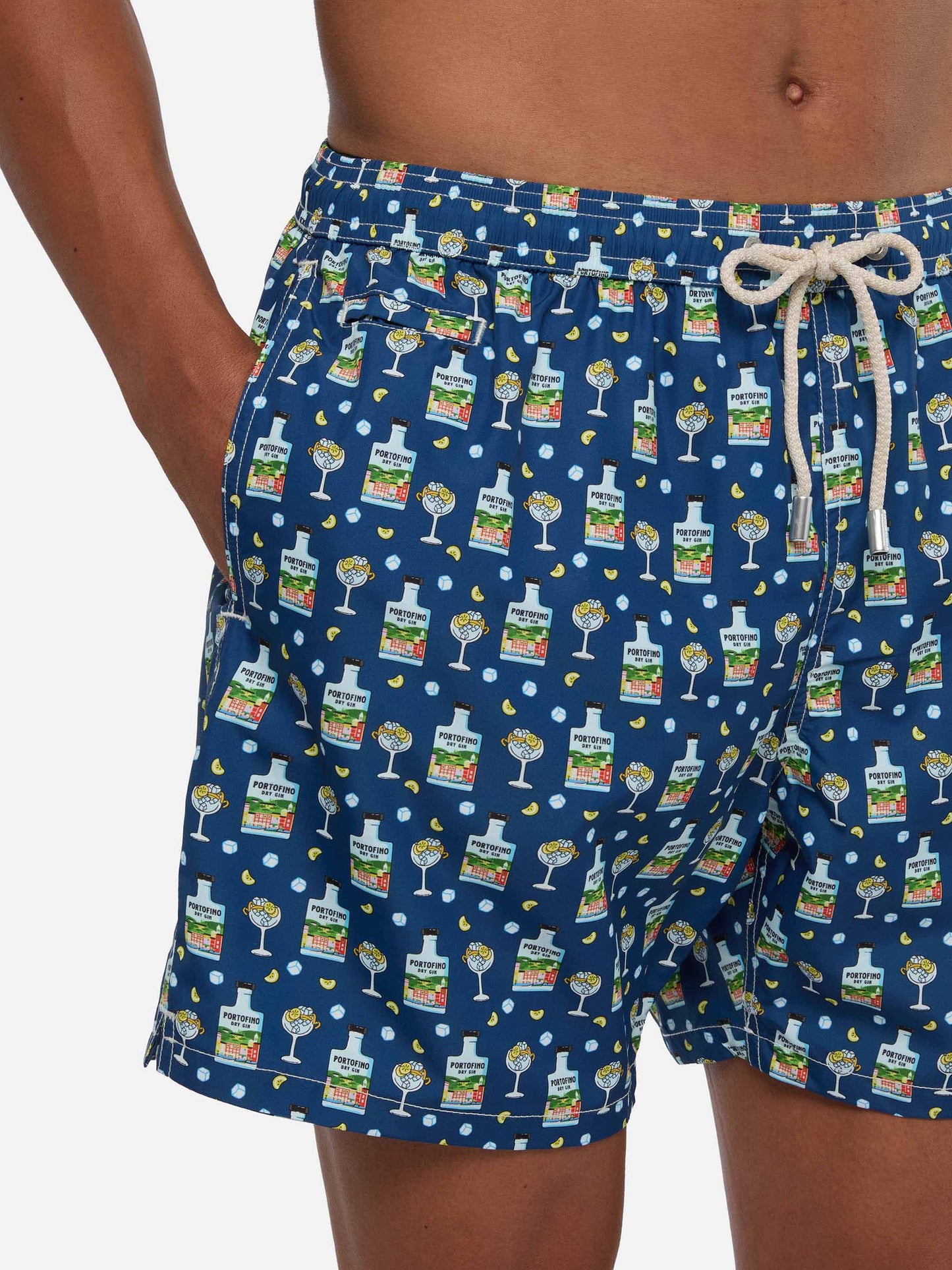 Badeshorts aus leichtem Stoff „Lighting“ mit Portofino Gin-Aufdruck | PORTOFINO GIN SPECIAL EDITION