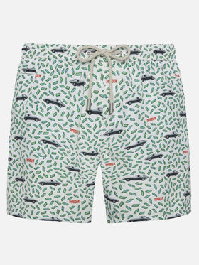 Lightweight fabric swim shorts Lighting with Diabolik print | DIABOLIK SPECIAL EDITION - MC2 Saint Barth