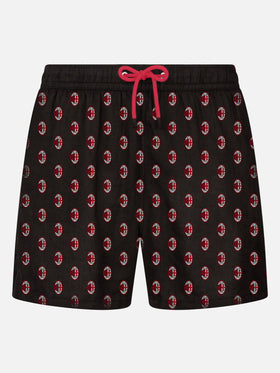 Man light fabric swim shorts with Milan print | MILAN SPECIAL EDITION
