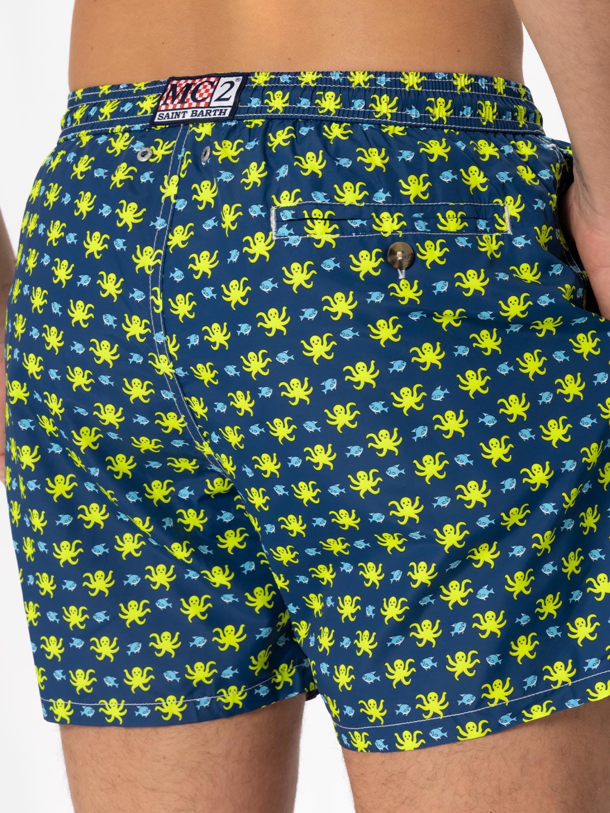 Man light fabric swim shorts with fish and octopus print - MC2 Saint Barth