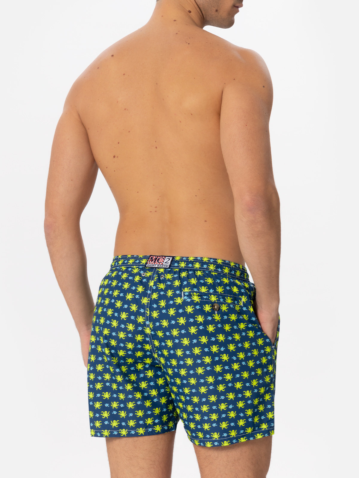 Man light fabric swim shorts with fish and octopus print - MC2 Saint Barth