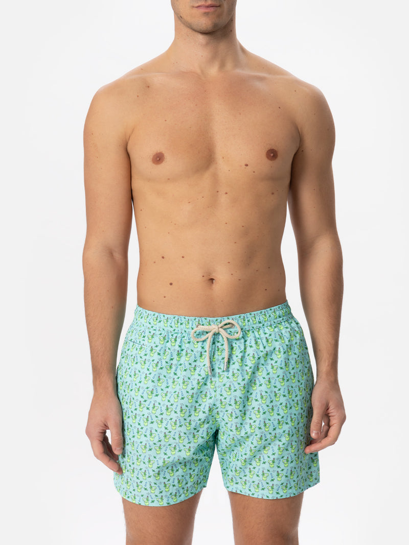 Herren-Badeshorts aus leichtem Stoff mit Mojito-Print