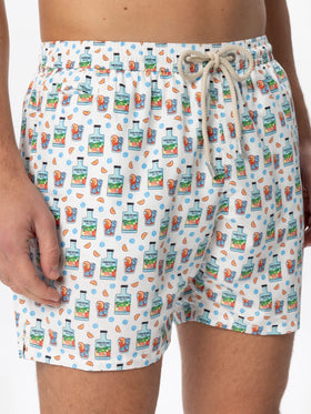 Herren-Badeshorts aus leichtem Stoff mit Gin-Print | PORTOFINO DRY GIN SONDEREDITION