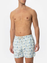 Man light fabric swim shorts with gin print | GIN MARE SPECIAL EDITION