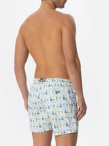 Man light fabric swim shorts with gin print | GIN MARE SPECIAL EDITION