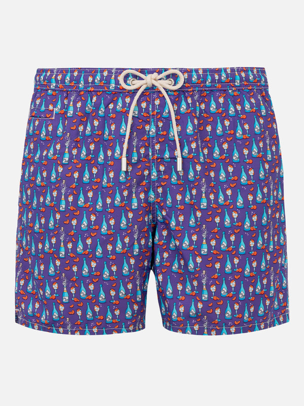 Man light fabric swim shorts with Aperol Spritz print | APEROL SPECIAL EDITION