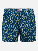 Man light fabric swim shorts with gin Mare all over print | GIN MARE SPECIAL EDITION