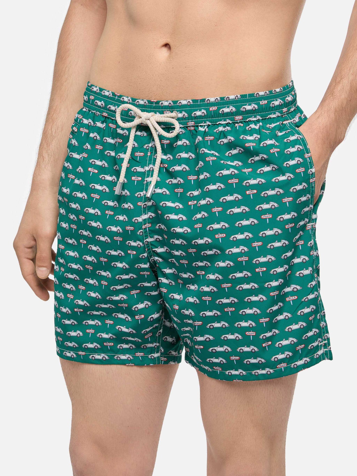 Lightweight fabric swim shorts Lighting with sporty car print - MC2 Saint Barth