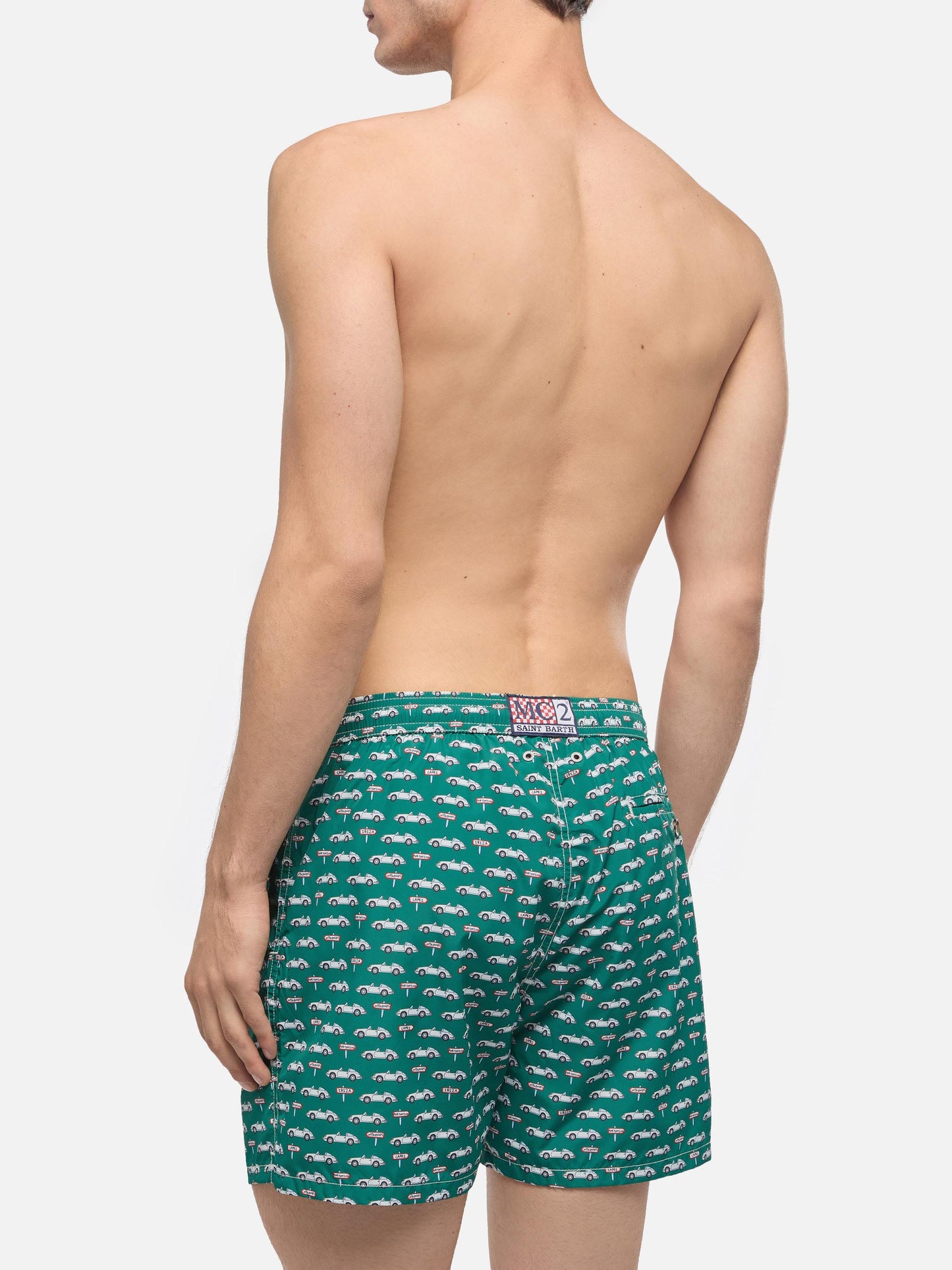Lightweight fabric swim shorts Lighting with sporty car print - MC2 Saint Barth
