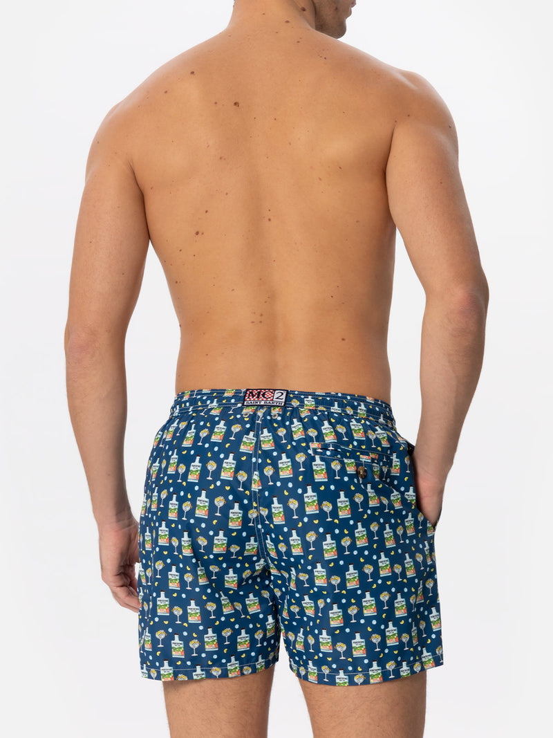 Man light fabric swim shorts with Portofino gin print | PORTOFINO DRY GIN SPECIAL EDITION