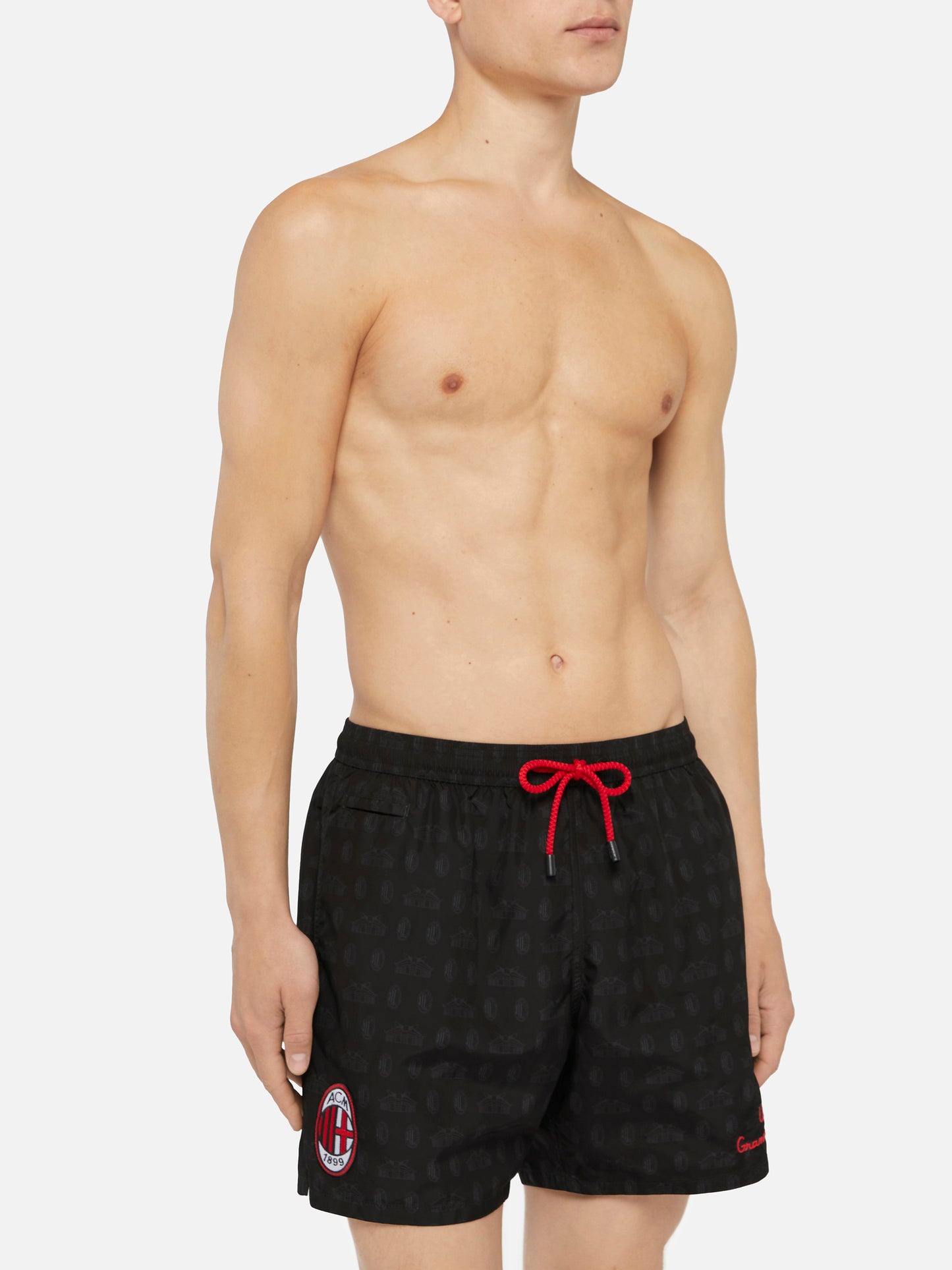 Leichte Badehose aus Lightning-Material mit Milan-Print | AC MILAN SPECIAL EDITION