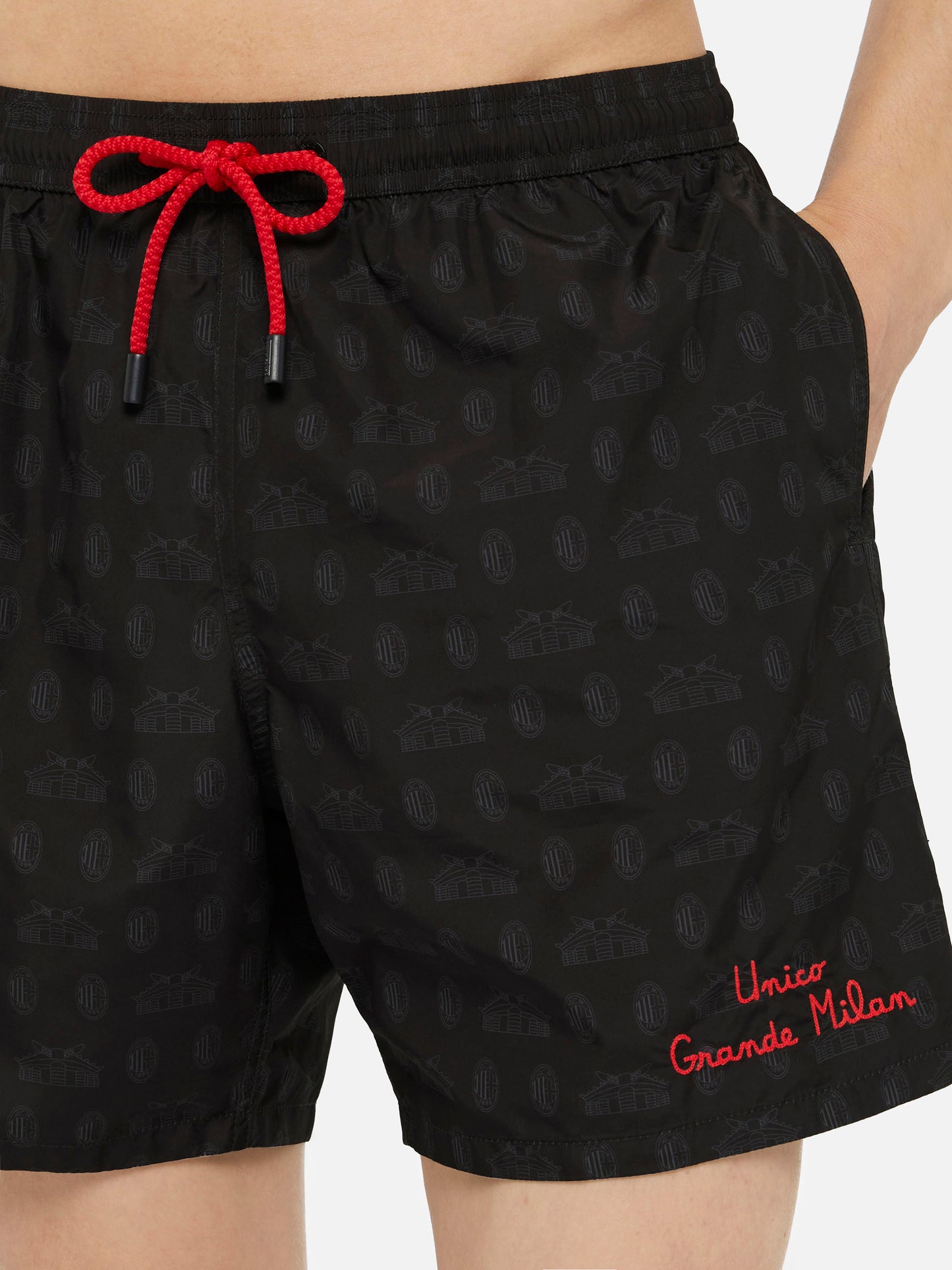Leichte Badehose aus Lightning-Material mit Milan-Print | AC MILAN SPECIAL EDITION