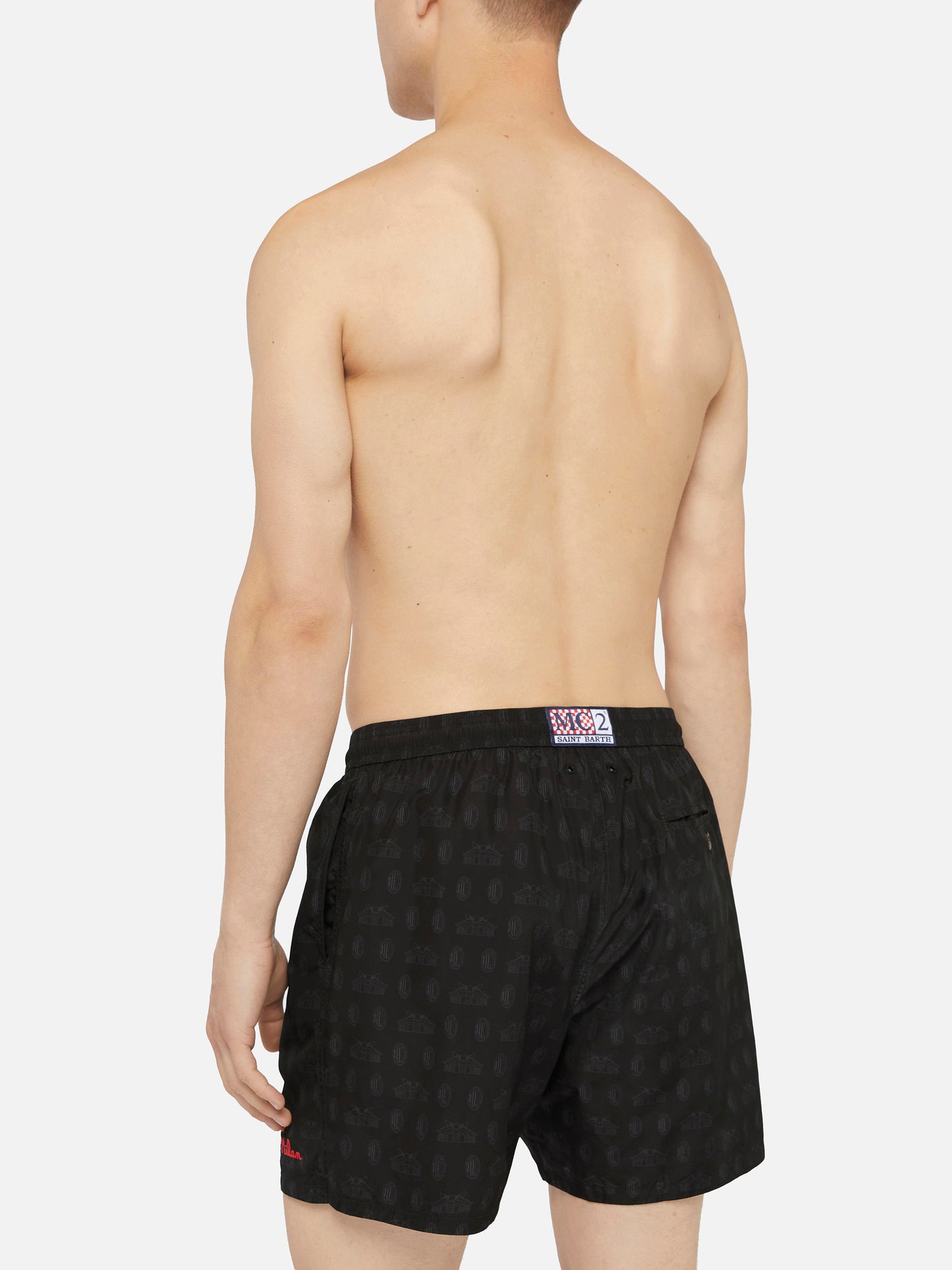 Leichte Badehose aus Lightning-Material mit Milan-Print | AC MILAN SPECIAL EDITION