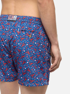 Lightweight fabric swim shorts Lighting with lobster print | TRATTORIA DEL PESCATORE