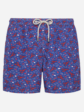 Lightweight fabric swim shorts Lighting with lobster print | TRATTORIA DEL PESCATORE