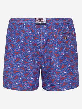 Lightweight fabric swim shorts Lighting with lobster print | TRATTORIA DEL PESCATORE
