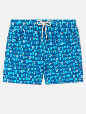 Short de bain Lighting Micro Fantasy bleu marine avec imprimé SSC Napoli Balconi | SSC NAPOLI SPECIAL EDITION 