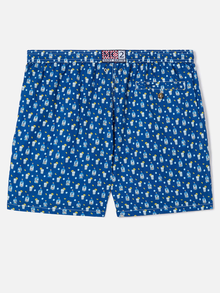 Navy Lighting Micro swim shorts with sexy gin all-over print