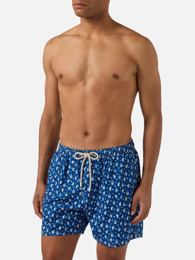 Navy Lighting Micro swim shorts with sexy gin all-over print