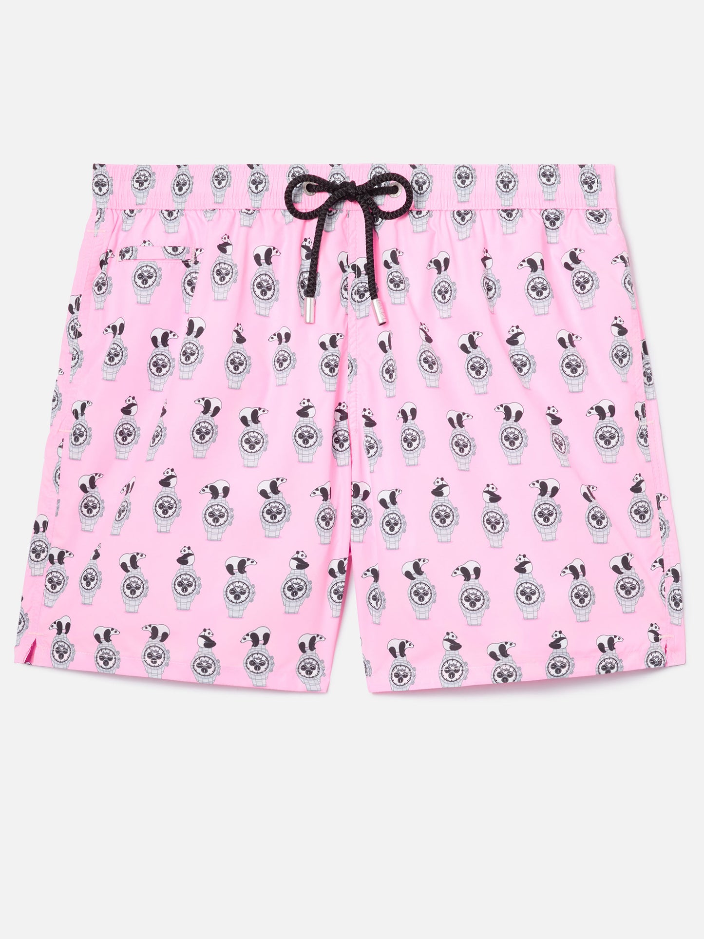 Costume mare Lighting Micro rosa con stampa panda e orologi all-over