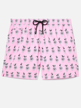 Costume mare Lighting Micro rosa con stampa panda e orologi all-over