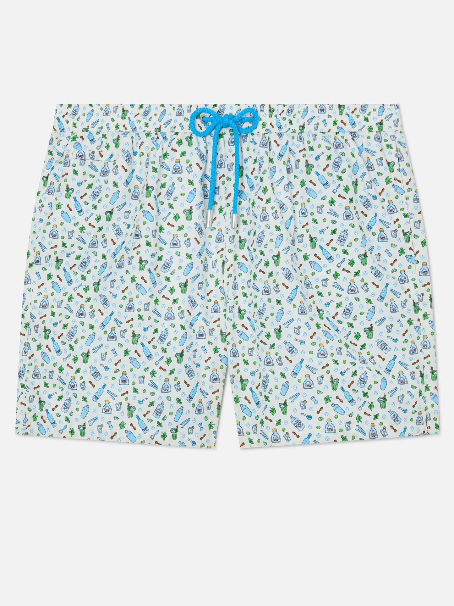White Lighting Micro swim shorts with barman print
