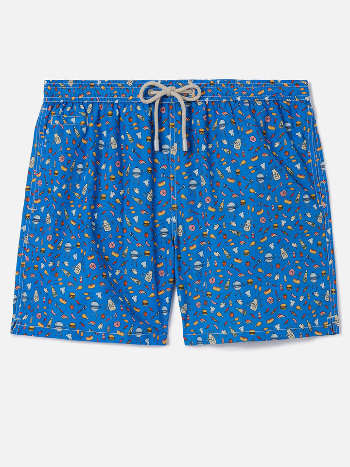 Costume mare Lighting Micro bluette con stampa street food all-over