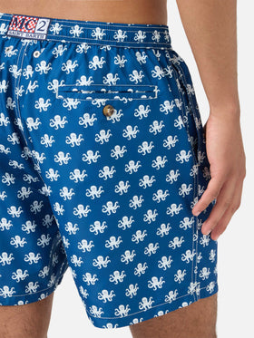 Blaue Lighting Micro-Badeshorts mit Oktopus-Print 