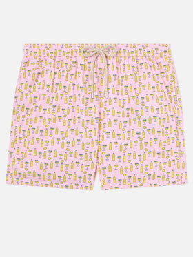 Pinkfarbene Micro-Badeshorts Lighting mit Tassoni-Cocktail-Print | Special Edition 