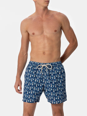 Man lightweight fabric swim-shorts Lighting Micro Fantasy with Sambuca Molinari print| SAMBUCA MOLINARI SPECIAL EDITION - MC2 Saint Barth