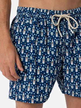 Man lightweight fabric swim-shorts Lighting Micro Fantasy with Sambuca Molinari print| SAMBUCA MOLINARI SPECIAL EDITION - MC2 Saint Barth
