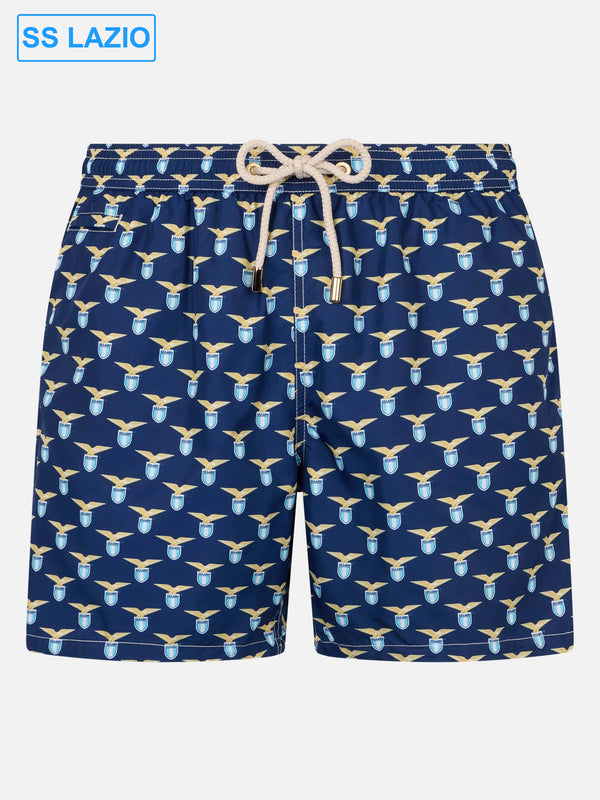 Man lightweight fabric swim shorts with Lazio logo print | SS LAZIO SPECIAL EDITION