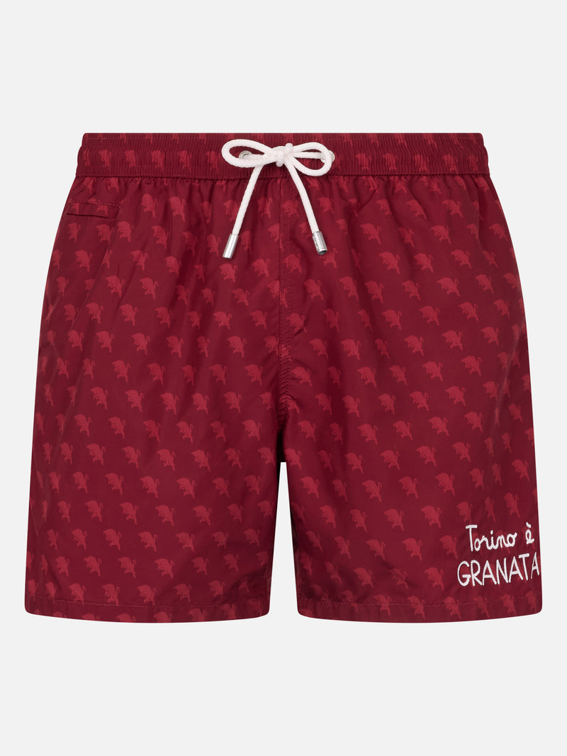 Man lightweight fabric swim shorts with Torino logo print | AC TORINO SPECIAL EDITION