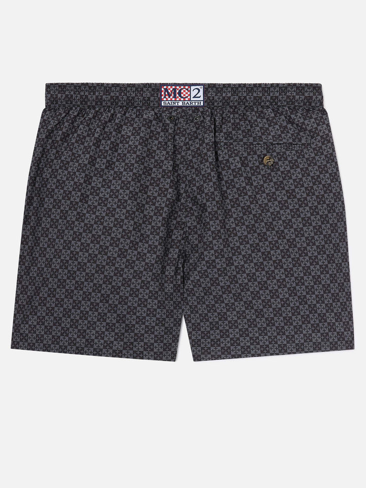 Short de bain Micro Black Lighting avec imprimé Pisa SC Croce | PS SC SPECIAL EDITION 