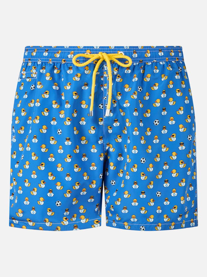 Mc2 Saint Barth Man lightweight fabric swim shorts with Ducky and Napoli logo print | SSC NAPOLI SPECIAL EDITION