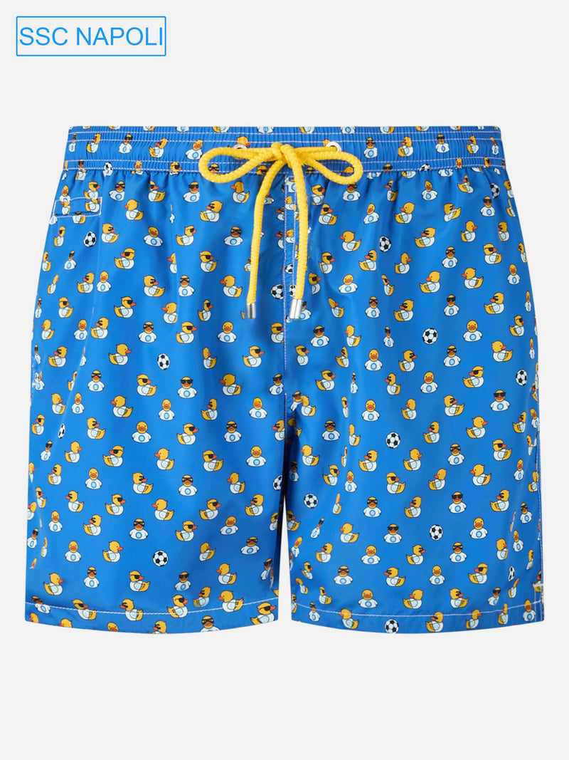 Man lightweight fabric swim shorts with Ducky and Napoli logo print | SSC NAPOLI SPECIAL EDITION