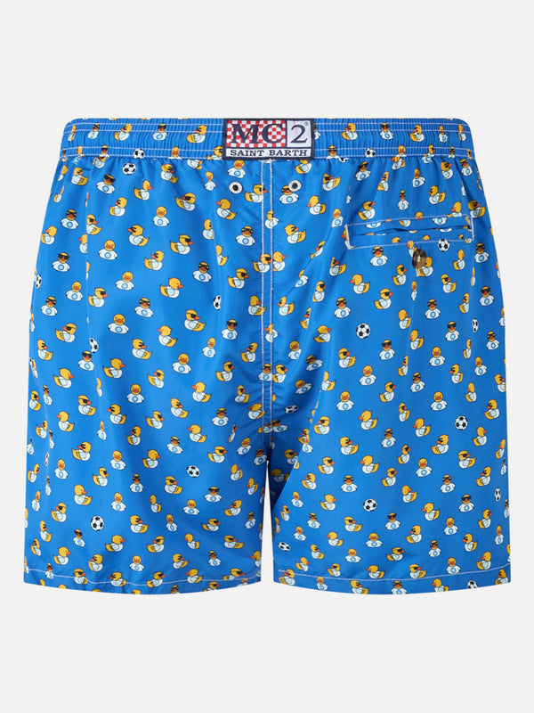 Man lightweight fabric swim shorts with Ducky and Napoli logo print | SSC NAPOLI SPECIAL EDITION