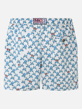 Badeshorts für Herren aus leichtem Stoff mit Crab Party- und Napoli-Logo-Aufdruck | SSC NAPOLI SPECIAL EDITION