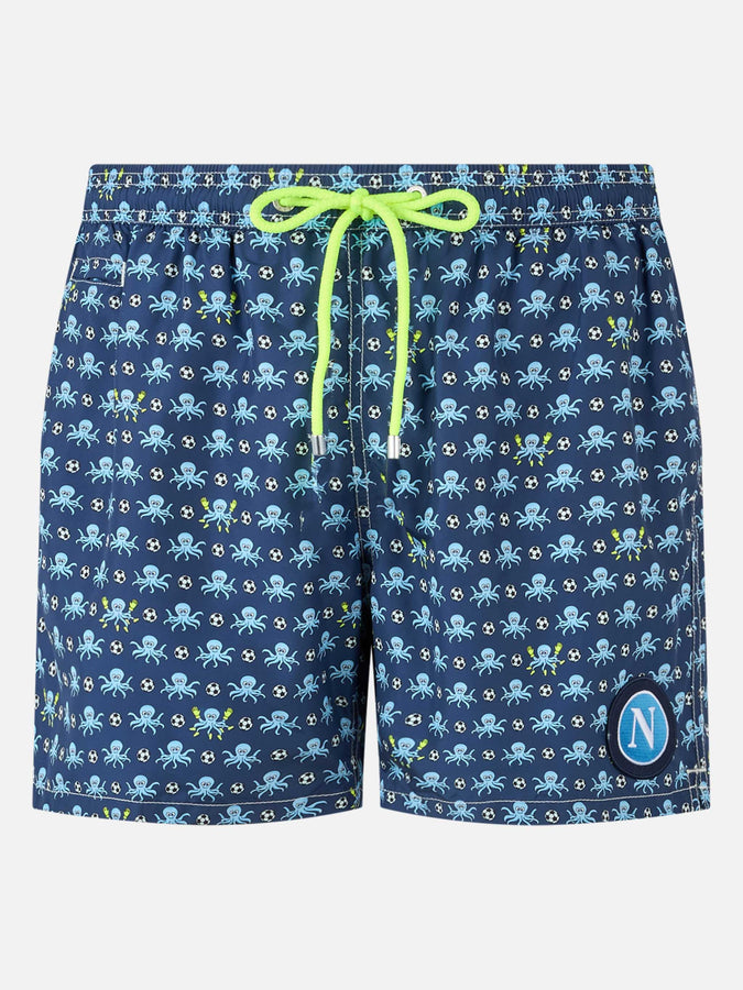 Mc2 Saint Barth Man lightweigth fabric swim shorts with Squid and Napoli logo print | SSC NAPOLI SPECIAL EDITION