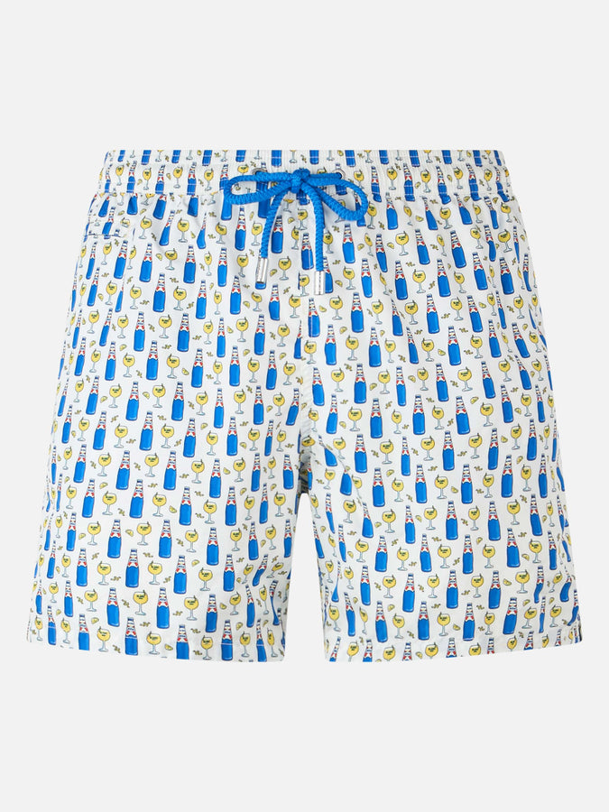 Mc2 Saint Barth Man lightweight fabric swim shorts with Blanc 1664 print | BLANC 1664 SPECIAL EDITION