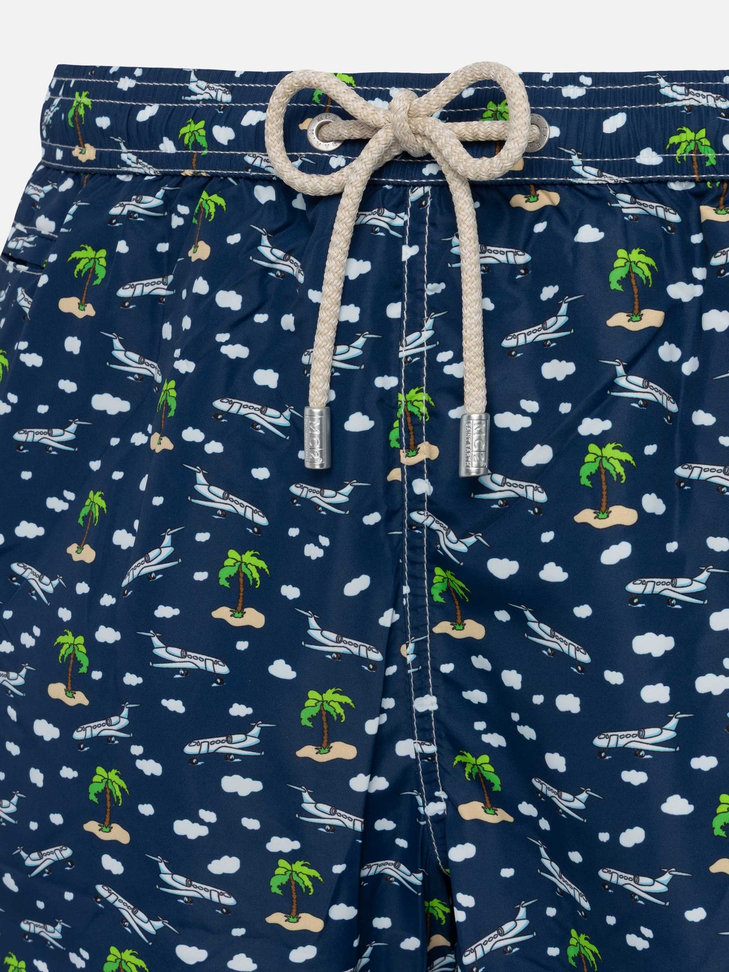 Lightweight fabric swim shorts Lighting with palms and planes print - MC2 Saint Barth