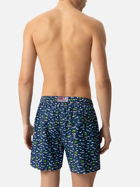 Lightweight fabric swim shorts Lighting with palms and planes print - MC2 Saint Barth
