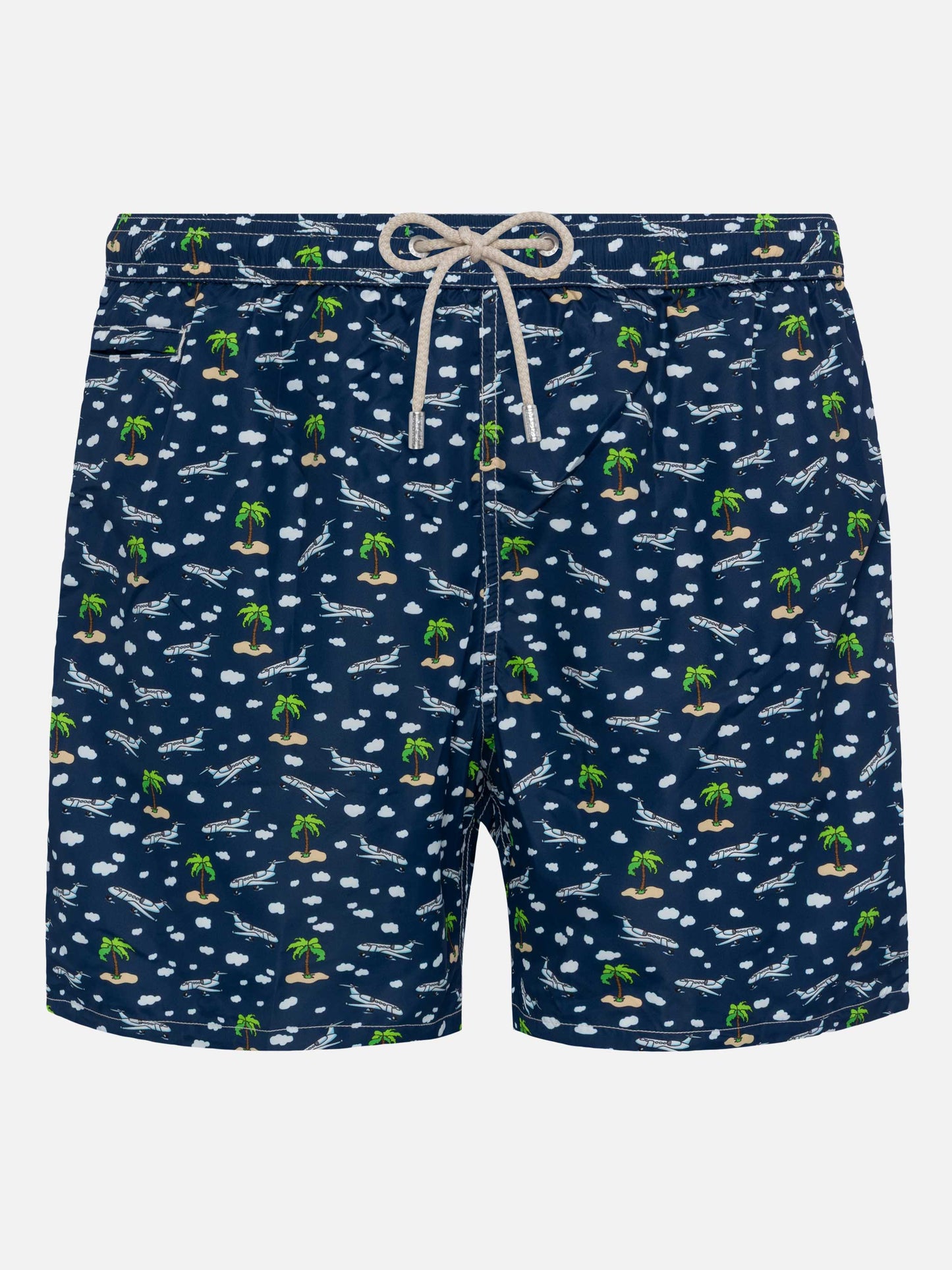 Lightweight fabric swim shorts Lighting with palms and planes print - MC2 Saint Barth