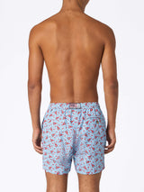 Man lightweight fabric swim-shorts Lighting Micro Fantasy with Lobster print