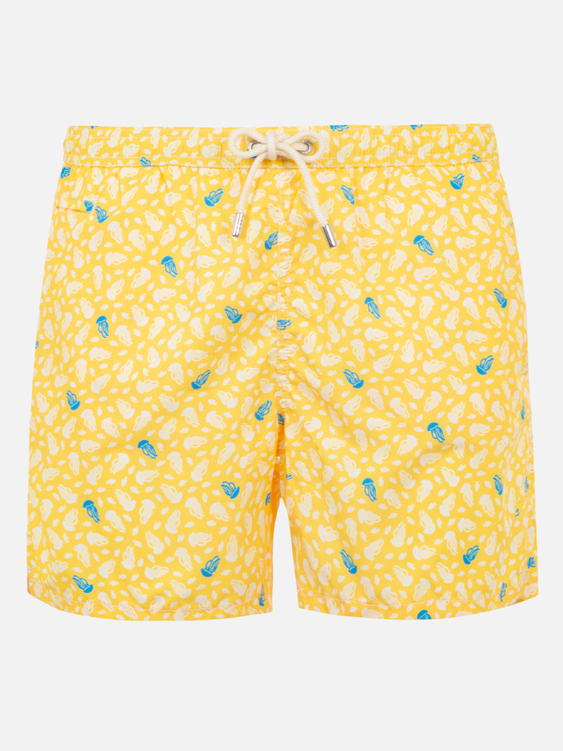 Light fabric swim shorts jellyfish print